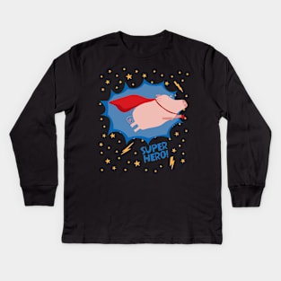 Super Hero Hog Kids Long Sleeve T-Shirt